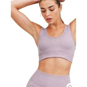 Mono B Lilac Purple Ribbed Padded Seamless Sports Bra size medium